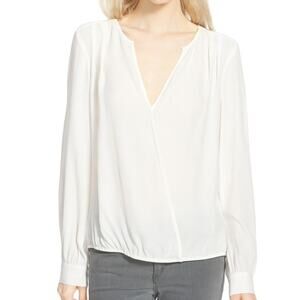 TROUVÉ Surplice Zip Cuff Blouse XS